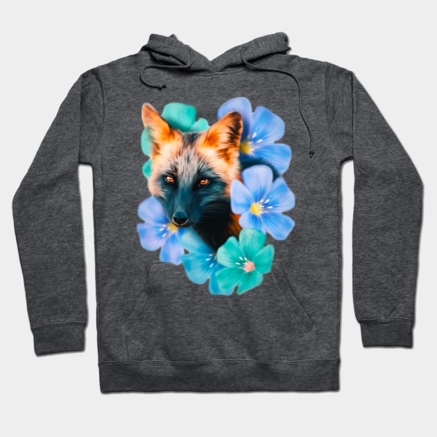 Flowers - Fox (Digital Drawing) Hoodie by lunaroveda